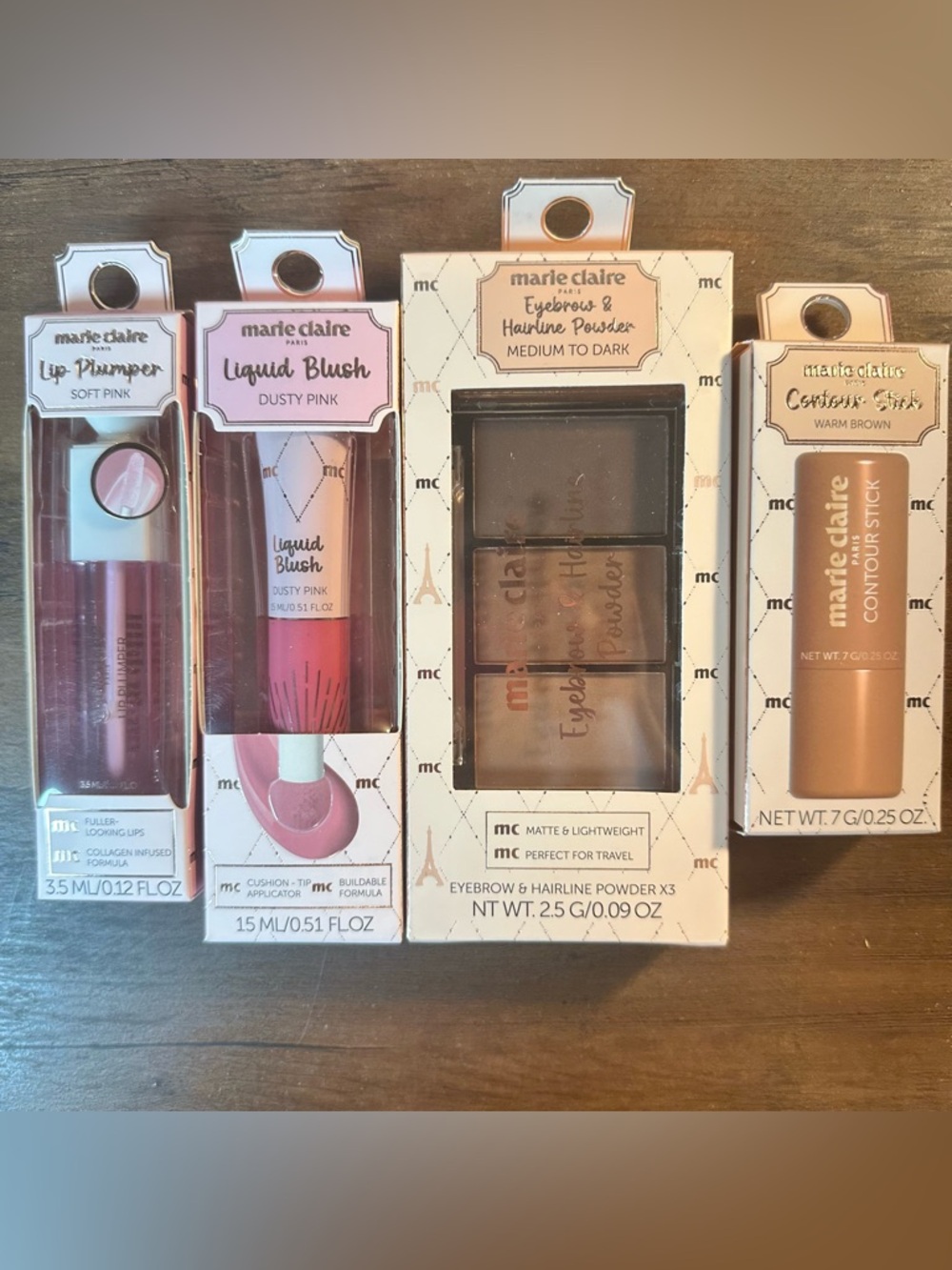 Marie Claire Paris 4pc Makeup Bundle NIB ~Blush Contour Lip Plumper Brow Powder~